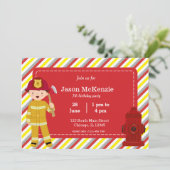 Firefighter birthday boy invitation (Standing Front)