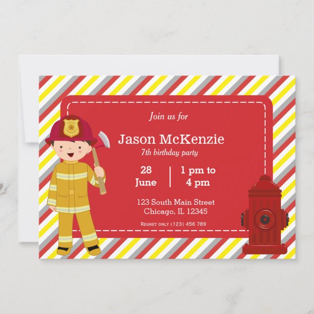 Firefighter birthday boy invitation (Front)