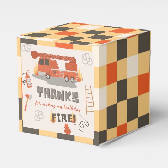 Firefighter Birthday Favor Box | Fire Birthday (Front Side)