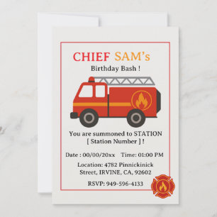 Firefighter Birthday Invitation