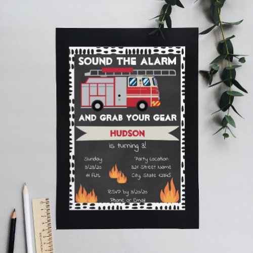 Firefighter Birthday Invitation