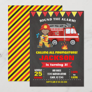 Firefighter Birthday Invitation Chalkboard