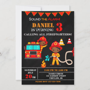 Firefighter birthday invitation Fire truck party