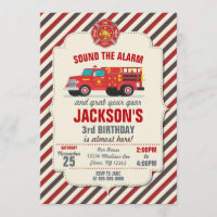 Firefighter Birthday Invitation for Kids