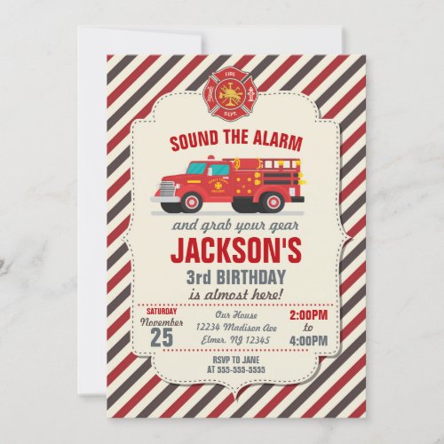 Firefighter Birthday Invitation for Kids