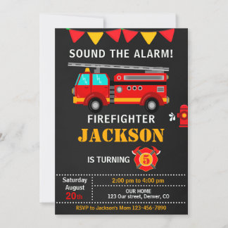 Firefighter birthday invitation gender neutral
