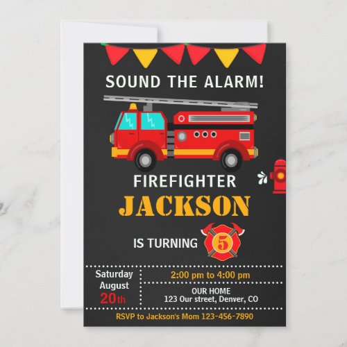 Firefighter birthday invitation gender neutral