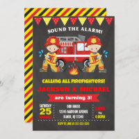 Firefighter Birthday Invitation Joint Chalkboard