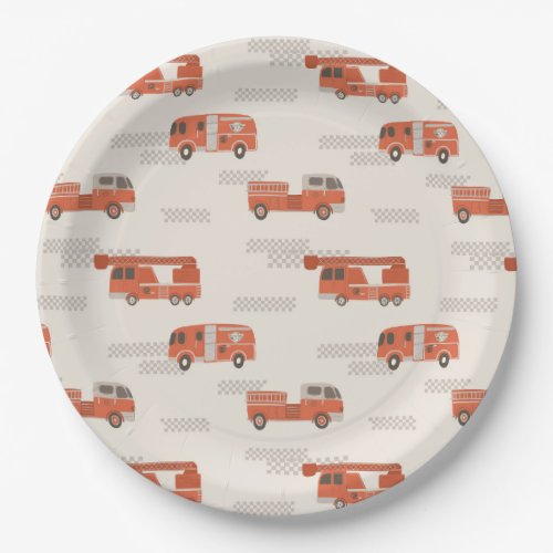 Firefighter Birthday Paper Plates  Retro Fire