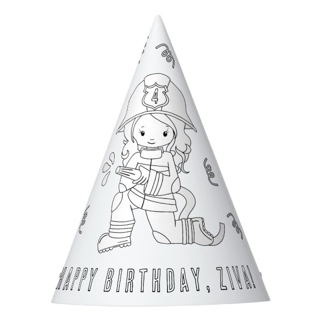 Firefighter Birthday Party - Color Your Own Hat (Front)