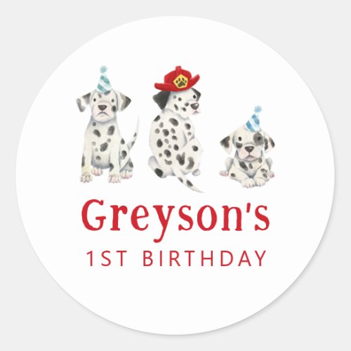 Firefighter Birthday Party Favor  Classic Round Sticker