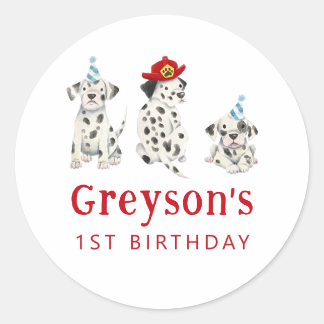 Firefighter Birthday Party Favor  Classic Round Sticker (Front)