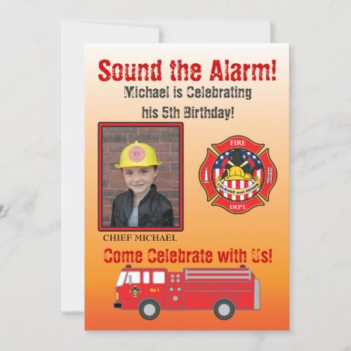Firefighter Birthday Party Invitation