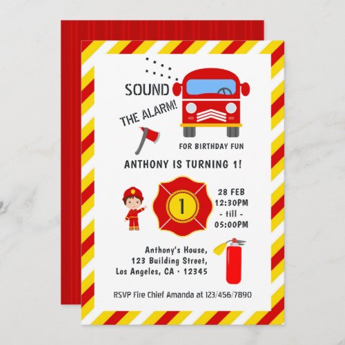 Firefighter Birthday Party Invitation