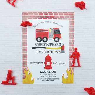 Firefighter Birthday Party Invitation