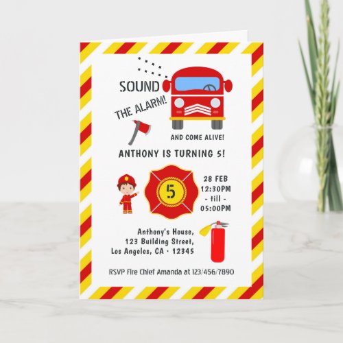 Firefighter Birthday Party Invitation