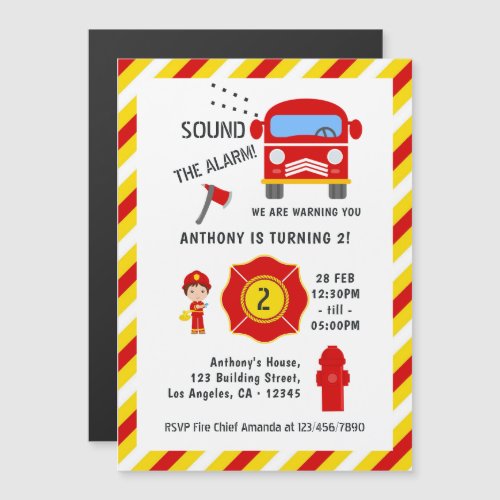Firefighter Birthday Party Magnetic Invitation