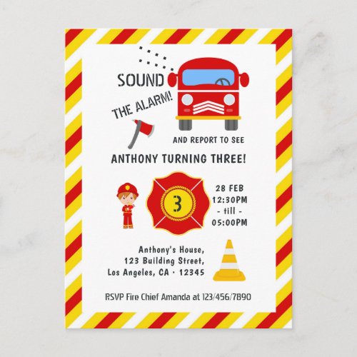 Firefighter Birthday Party Postcard