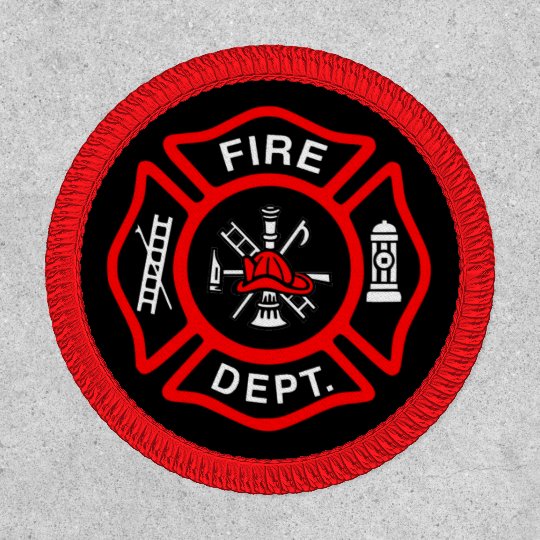 Firefighter Black and Red Logo Classic Patch | Zazzle.com