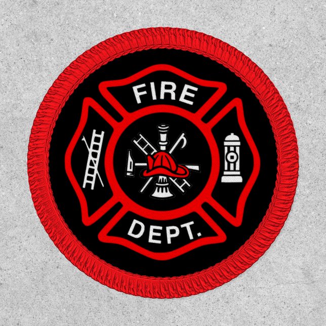 Firefighter Black and Red Logo Classic Patch (Front)