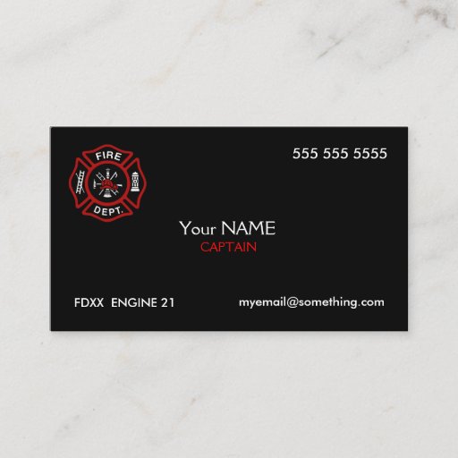 Customizable Firefighter Black Business Card Template