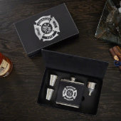 Firefighter Box Set w/ Hip Flask and Shot Glasses (Front)