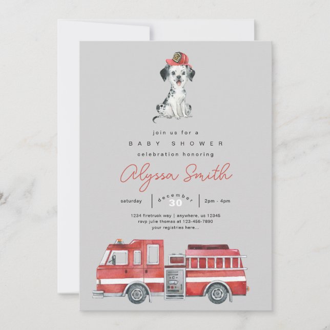 Firefighter Boy Baby Shower Invitation (Front)