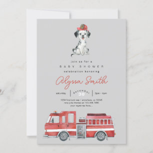 Firefighter Boy Baby Shower Invitation