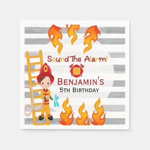 Firefighter Boys Birthday   Napkins