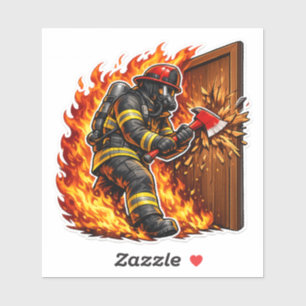 Firefighter Breaking Door Design Sticker