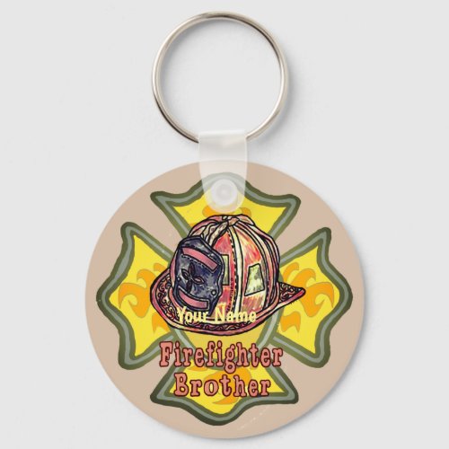 Firefighter brother custom name  keychain