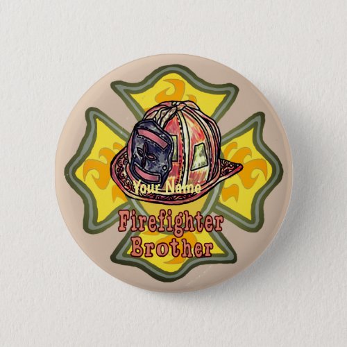 Firefighter brother custom name pin button