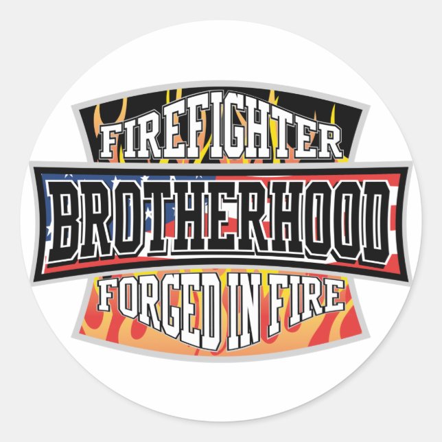 Firefighter Brotherhood Classic Round Sticker (Front)