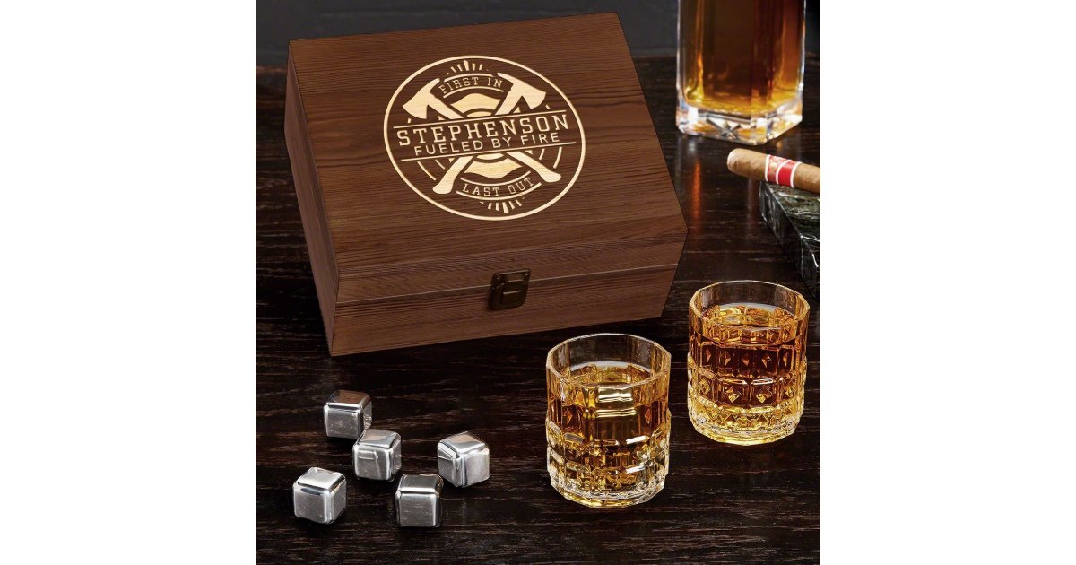 Firefighter Brotherhood Set with Whiskey Glasses Zazzle