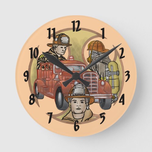 Firefighter Brothers Maltese Cross custom name  Round Clock