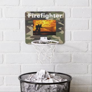 Firefighter camo flames mini basketball hoop