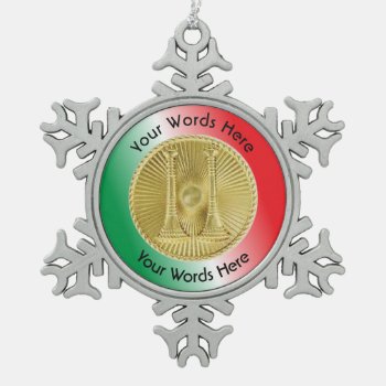 Firefighter Captain 2 Gold Bugle Medallion Snowflake Pewter Christmas Ornament by Dollarsworth at Zazzle