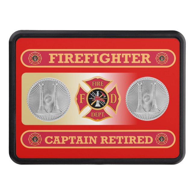 Firefighter Captain's Retired Shield Hitch Cover (Front)