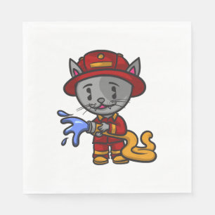 Firefighter Cat Firefighter Napkins