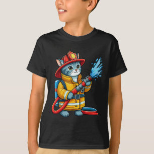 Firefighter Cat Fireman Animal Lover Cat  T-Shirt