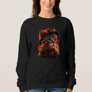 Firefighter Cat Kitten Fireman Helmet Firefighter  Sweatshirt