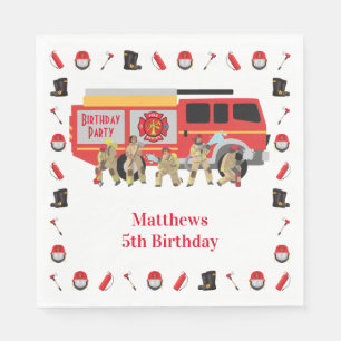 Firefighter Child Birthday Party Theme Design Napkins