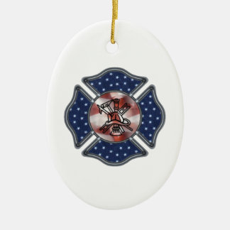 Firefighter Christmas Ceramic Ornament