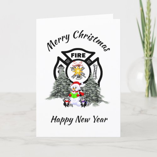 Firefighter Christmas Fire Dept Holiday Card