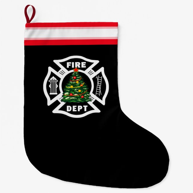 Firefighter Christmas Fire Dept Large Christmas Stocking (Front)