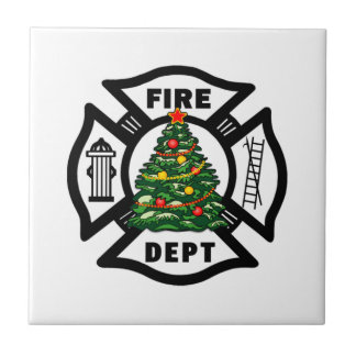 Firefighter Christmas Fire Dept Tile