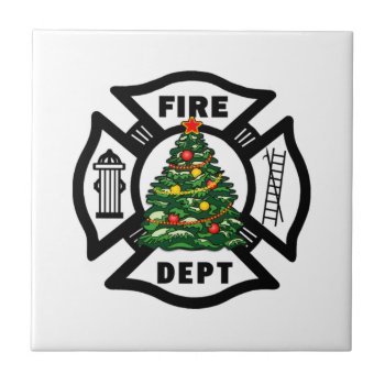 Firefighter Christmas Fire Dept Tile by bonfirefirefighters at Zazzle