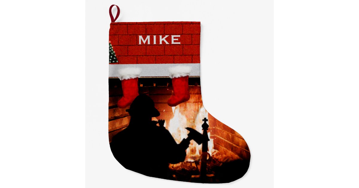 Firefighter Christmas gift Large Christmas Stocking Zazzle