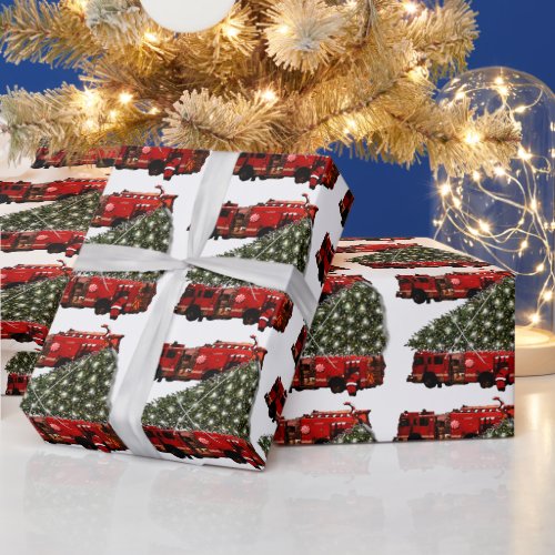 Firefighter Christmas Gift Wrapping Paper