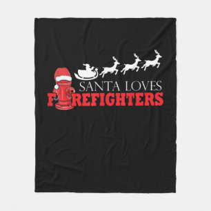 Firefighter Christmas Gifts Santa Claus Fireman Fleece Blanket
